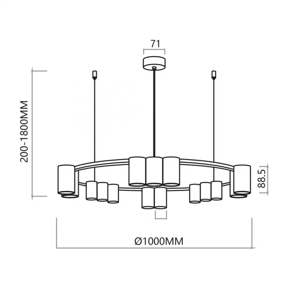 Lampa Wisząca GENESIS Koło Biały 15xGU10 100cm