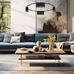 Lampa Wisząca GENESIS Koło Czarny 10xGU10 60cm