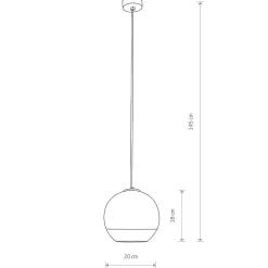 Lampa Wisząca GLOBE PLUS Czarny Srebrny Szklany Klosz 1xE27 20 cm