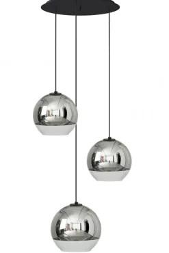 Lampa Wisząca GLOBE PLUS Czarny Srebrny Szklane Klosze 3xE27 50cm