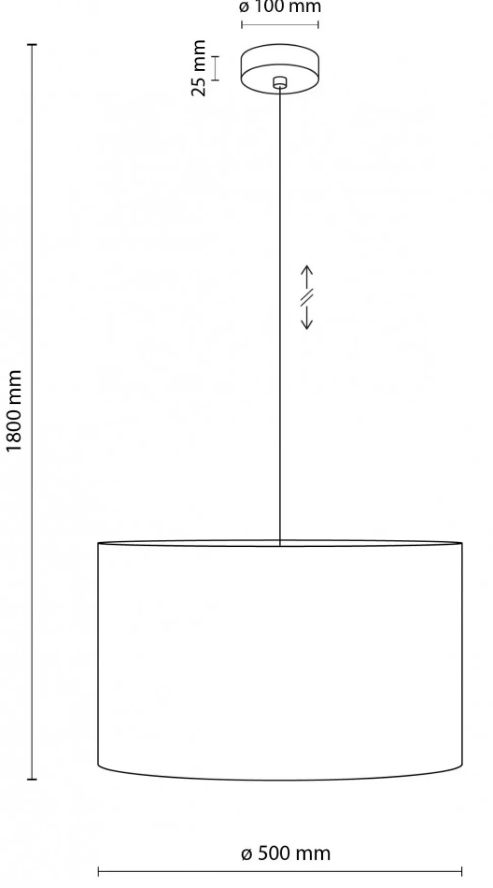 Lampa Wisząca GLORII Czarny Abażur 1xE27 50cm