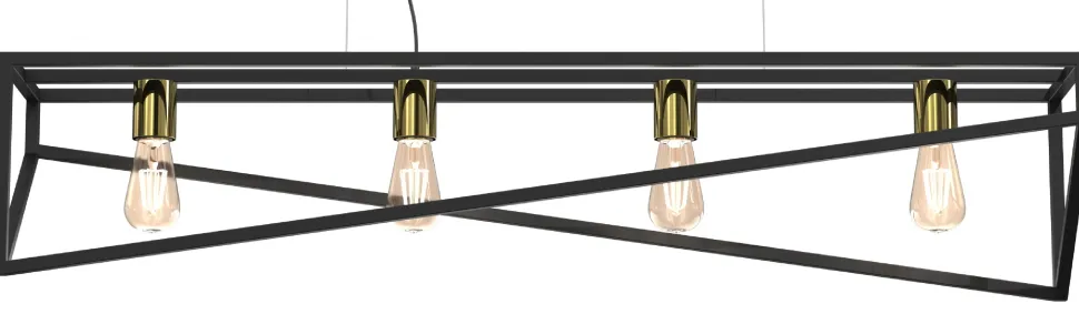 Lampa Wisząca GOTE Czarny Złoty 4xE27