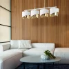 Lampa Wisząca GRANT Biały Złoty Abażury 4xE27