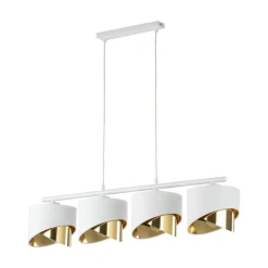 Lampa Wisząca GRANT Biały Złoty Abażury 4xE27