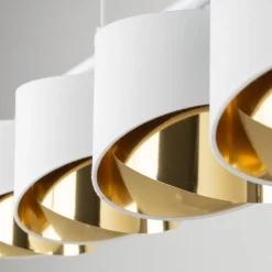 Lampa Wisząca GRANT Biały Złoty Abażury 4xE27