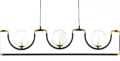 Lampa Wisząca HANZA Czarny Transparentny Szklane Klosze 3xG9