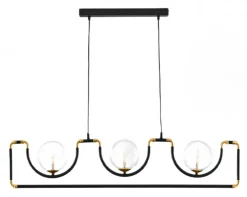 Lampa Wisząca HANZA Czarny Transparentny Szklane Klosze 3xG9