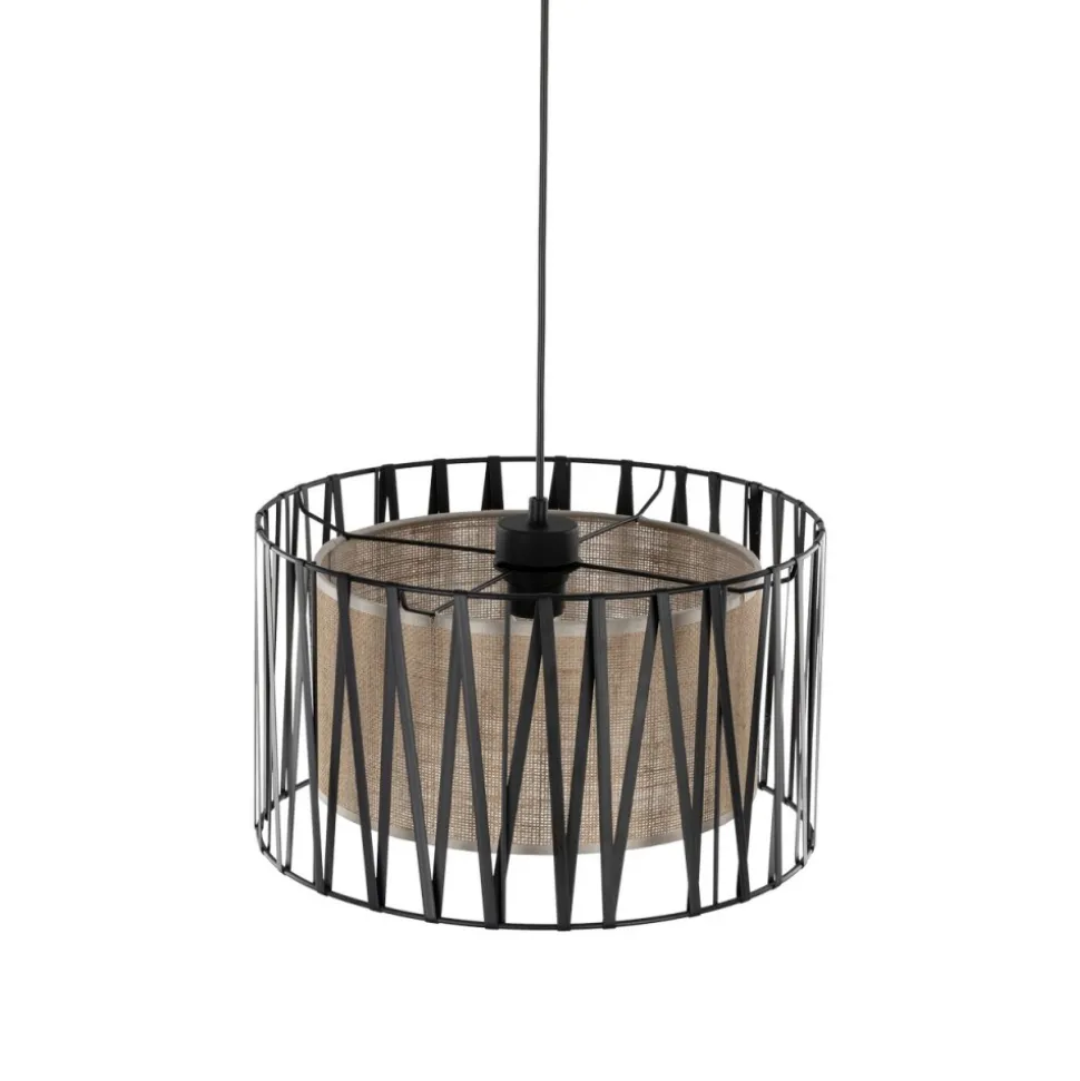 Lampa Wisząca HARMONY Czarny Beżowy Abażur 1xE27 40cm