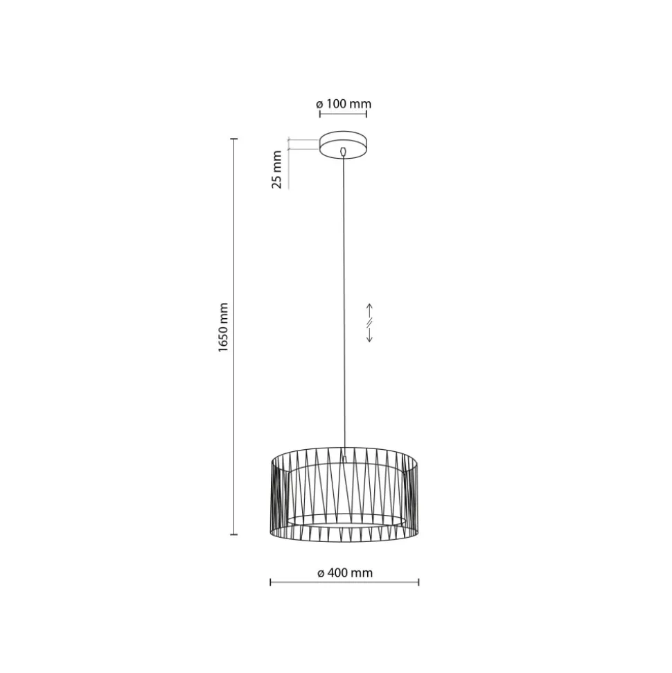 Lampa Wisząca HARMONY Czarny Beżowy Abażur 1xE27 40cm