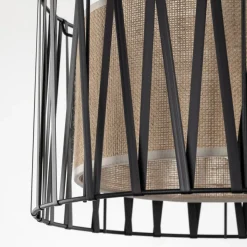 Lampa Wisząca HARMONY Czarny Beżowy Abażur 1xE27 40cm