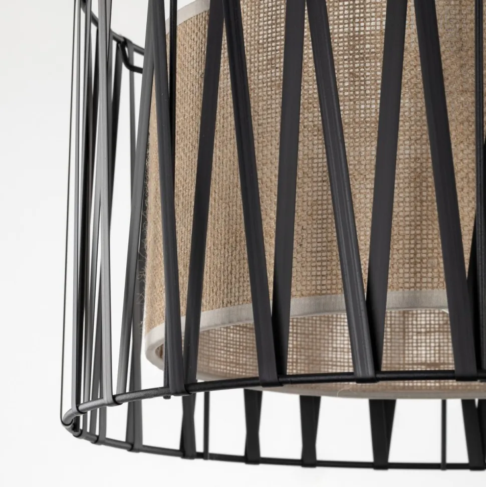 Lampa Wisząca HARMONY Czarny Beżowy Abażur 1xE27 40cm