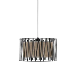 Lampa Wisząca HARMONY Czarny Beżowy Abażur 1xE27 40cm