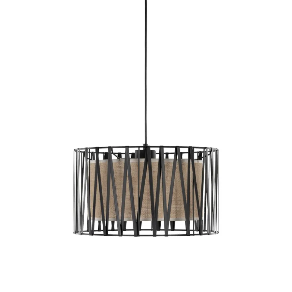 Lampa Wisząca HARMONY Czarny Beżowy Abażur 1xE27 40cm