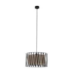 Lampa Wisząca HARMONY Czarny Beżowy Abażur 1xE27 40cm