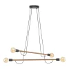 Lampa Wisząca HELIX Czarny Orzech Drewno Loft 4xE27