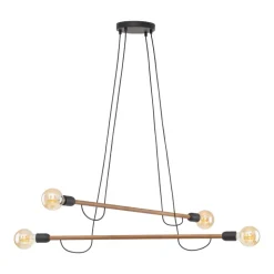 Lampa Wisząca HELIX Czarny Orzech Drewno Loft 4xE27