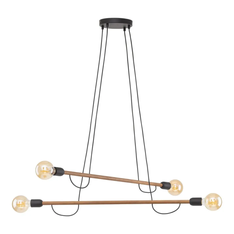 Lampa Wisząca HELIX Czarny Orzech Drewno Loft 4xE27