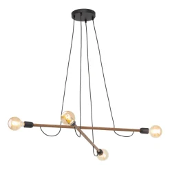 Lampa Wisząca HELIX Czarny Orzech Drewno Loft 4xE27