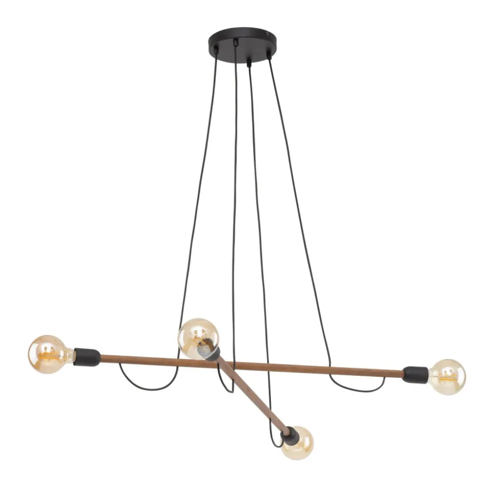 Lampa Wisząca HELIX Czarny Orzech Drewno Loft 4xE27