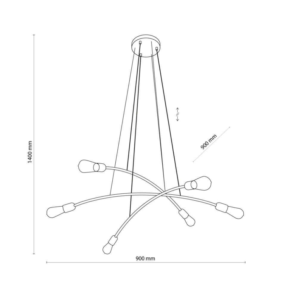 Lampa Wisząca HELIX Czarny Loft 6xE27