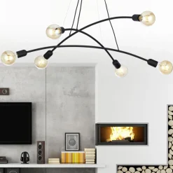 Lampa Wisząca HELIX Czarny Loft 6xE27