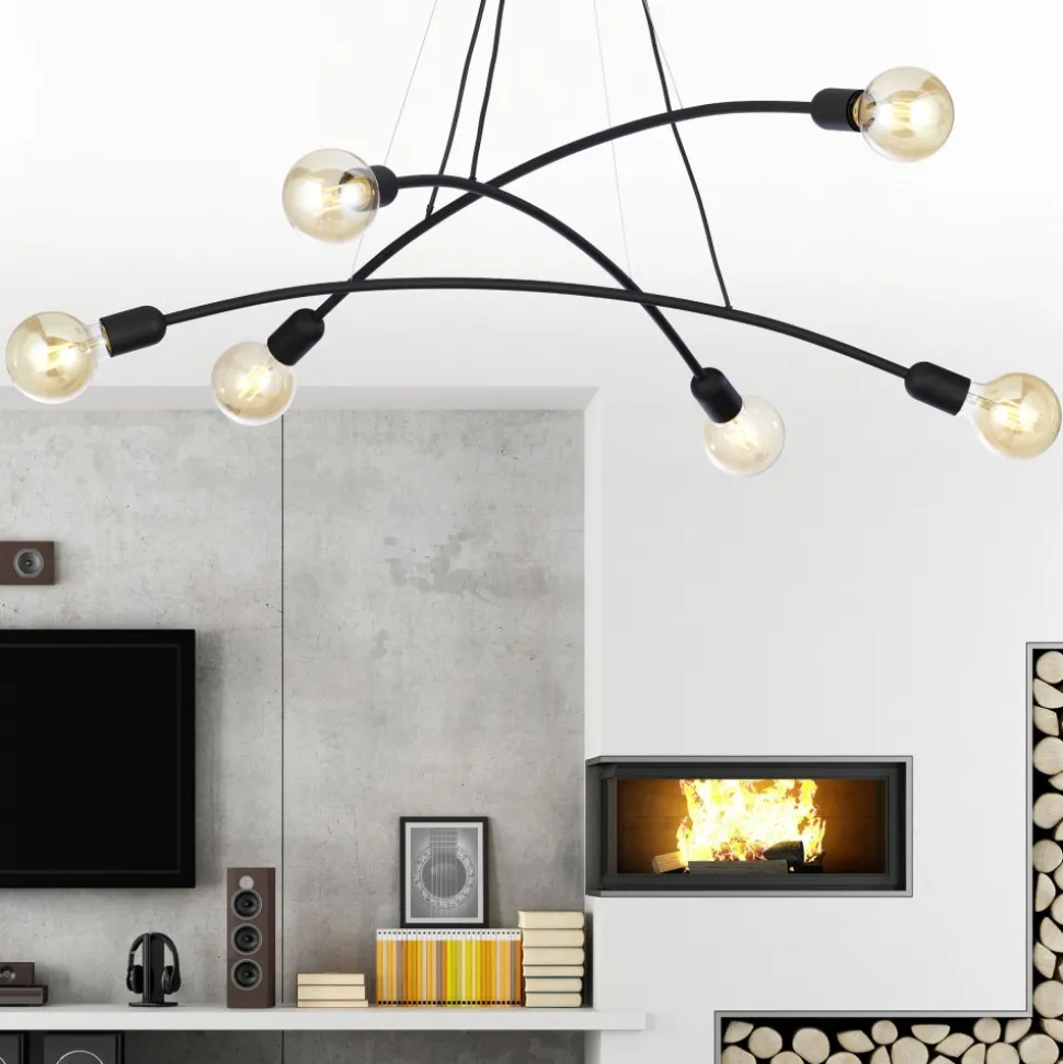 Lampa Wisząca HELIX Czarny Loft 6xE27