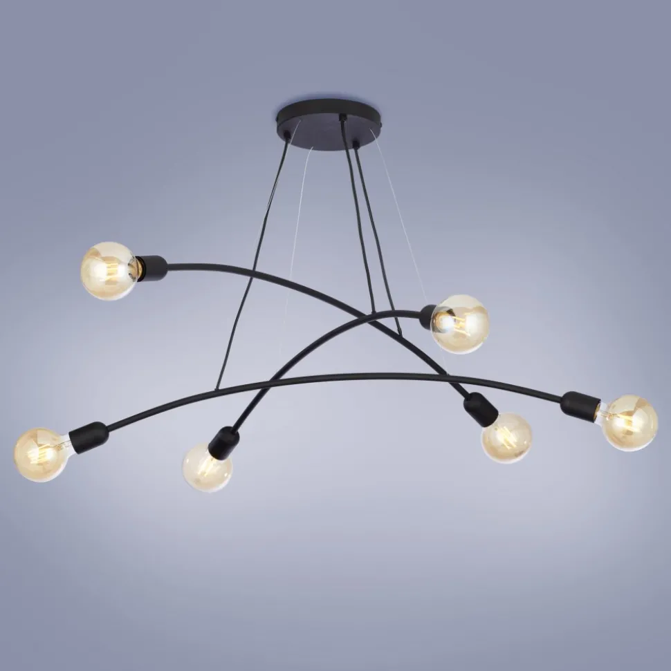 Lampa Wisząca HELIX Czarny Loft 6xE27