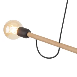 Lampa Wisząca HELIX Czarny Brązowy Drewno Loft 2xE27