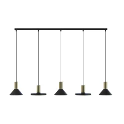 Lampa Wisząca HERMANOS Czarny Złoty 5xGU10