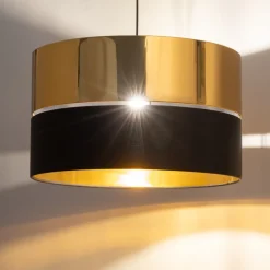 Lampa Wisząca HILTON Czarny Złoty Abażur 1xE27 50cm