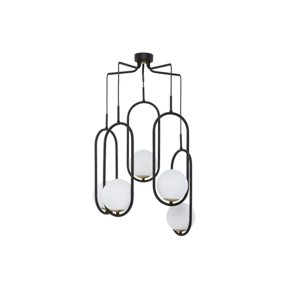Lampa Wisząca IGON Czarny Biały Szklane Klosze 5xE14