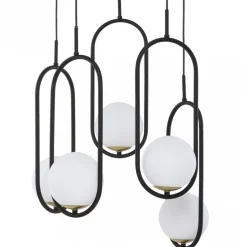 Lampa Wisząca IGON Czarny Biały Szklane Klosze 5xE14