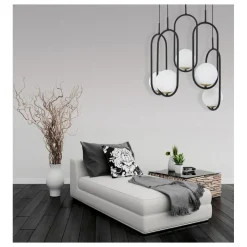 Lampa Wisząca IGON Czarny Biały Szklane Klosze 5xE14