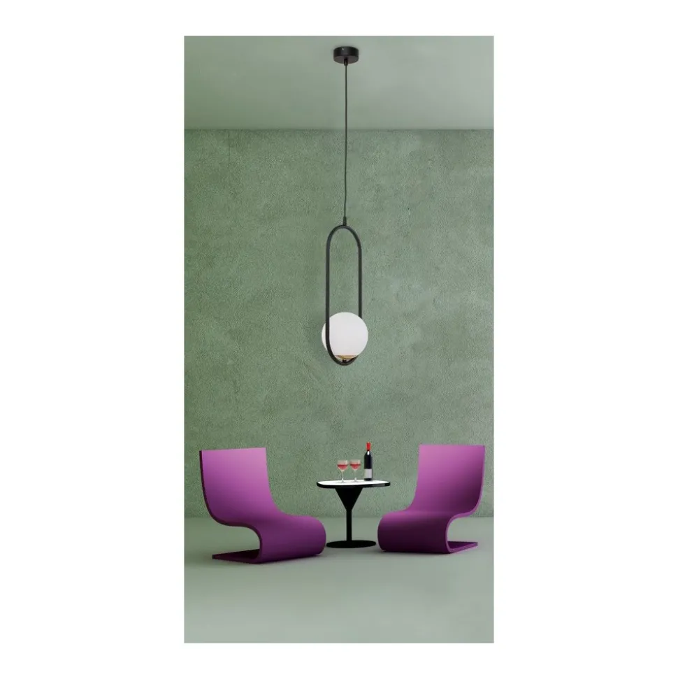 Lampa Wisząca IGON Czarny Biały Szklany Klosz 1xE14 16 cm