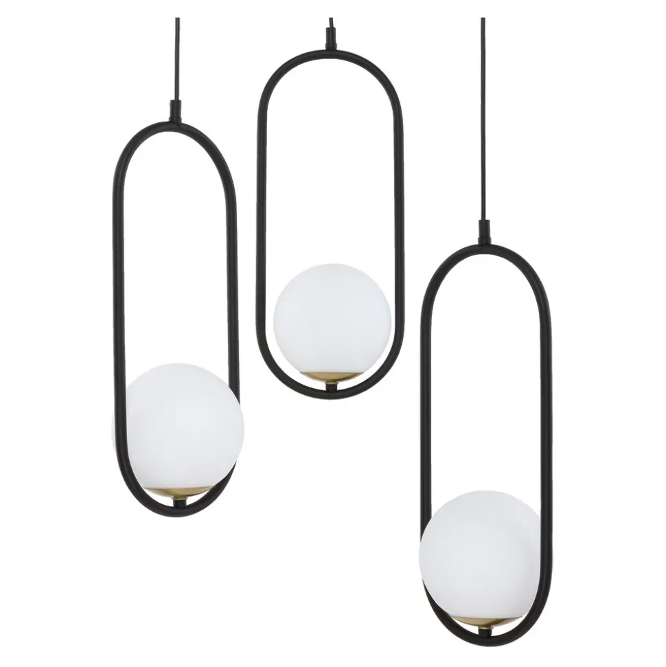 Lampa Wisząca IGON Czarny Biały Szklane Klosze 3xE14