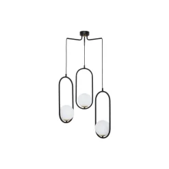Lampa Wisząca IGON Czarny Biały Szklane Klosze 3xE14