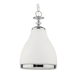 Lampa Wisząca ISLA Srebrny Biały Szklany Klosz 1xE27 29 cm