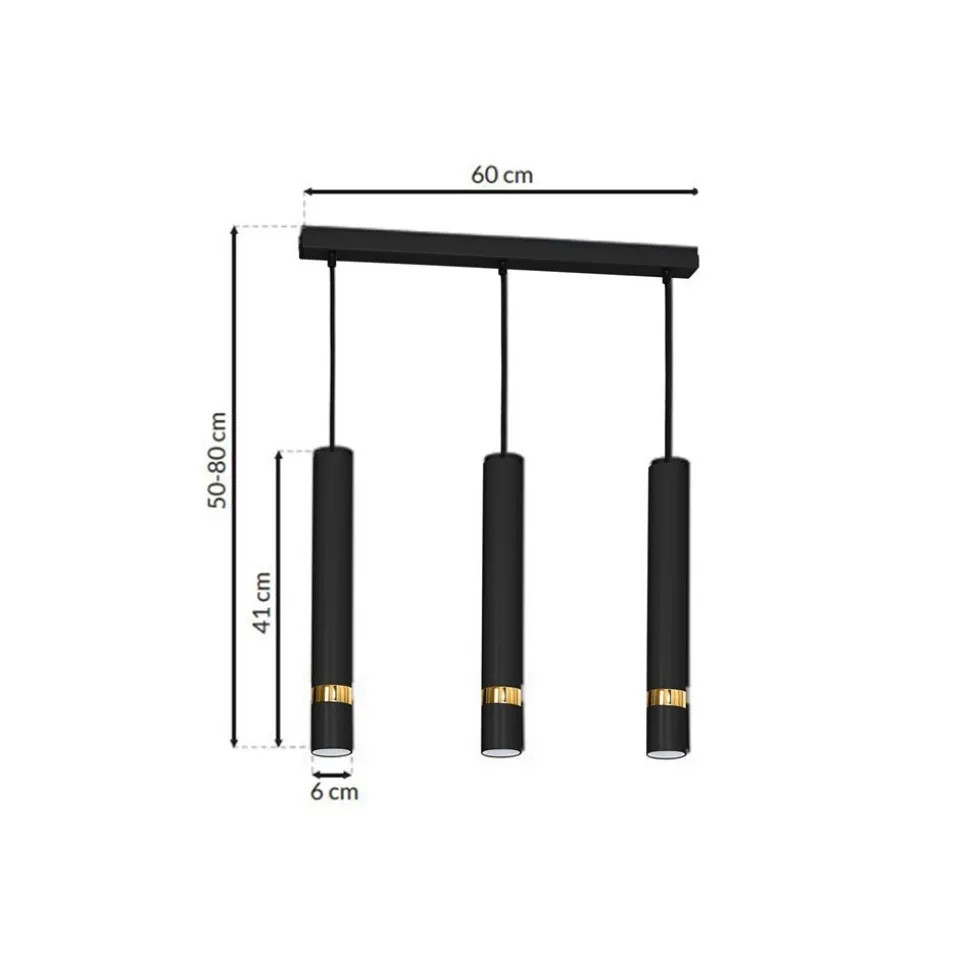 Lampa wisząca JOKER Czarny Złoty 3xGU10