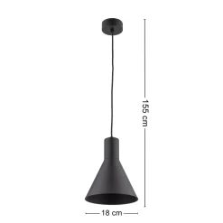 Lampa Wisząca JUMP Czarny Metalowy Klosz 1xE27