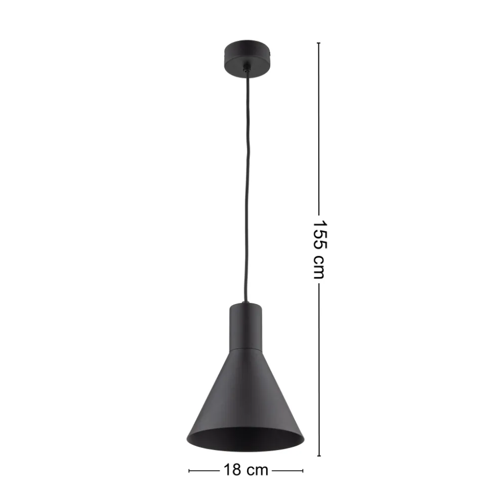 Lampa Wisząca JUMP Czarny Metalowy Klosz 1xE27