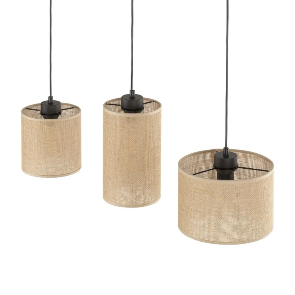 Lampa wisząca JUTA czarna abażur juta 3xE27