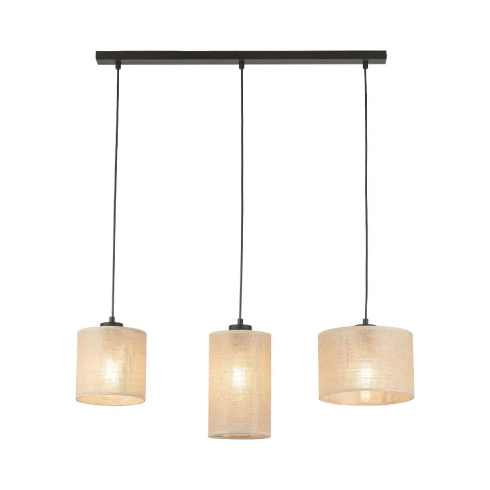 Lampa wisząca JUTA czarna abażur juta 3xE27
