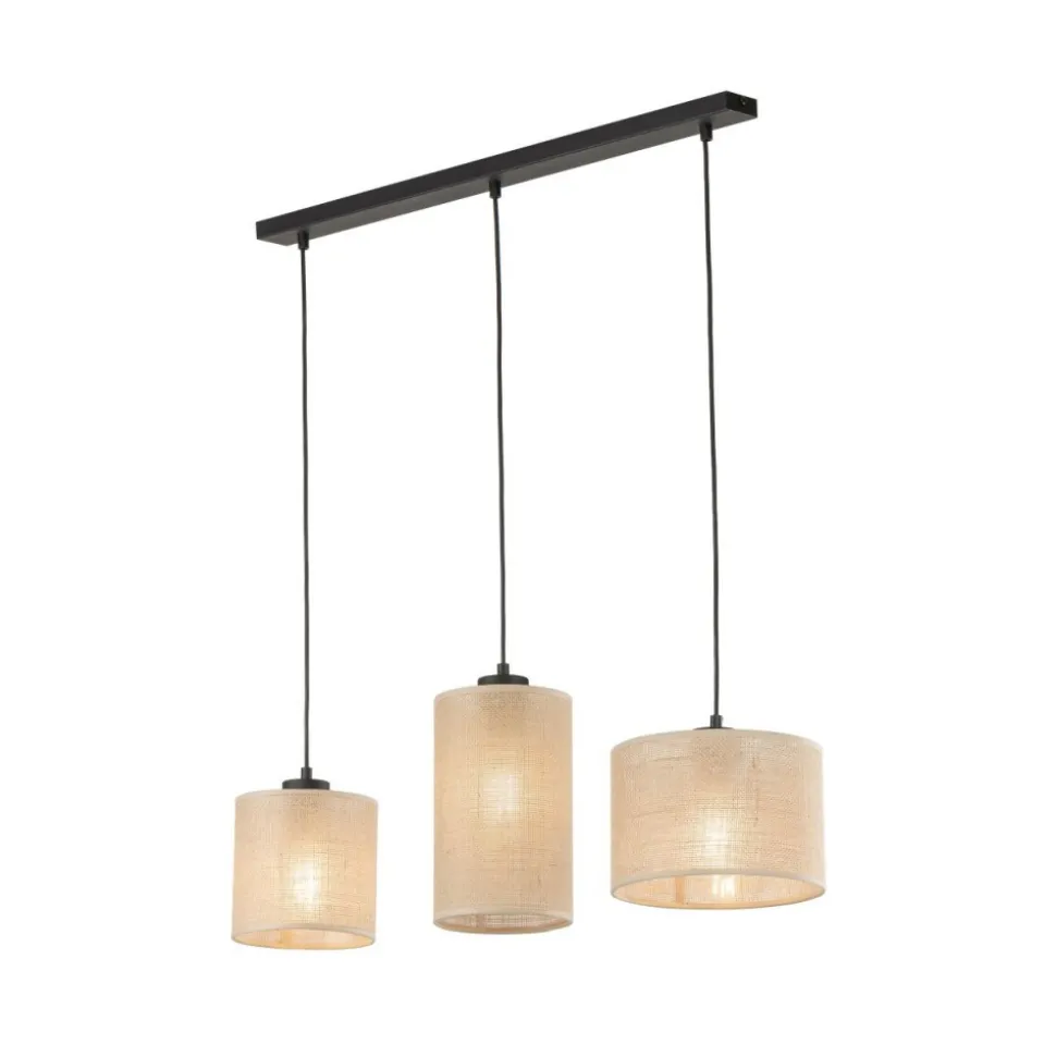 Lampa wisząca JUTA czarna abażur juta 3xE27