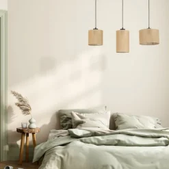 Lampa wisząca JUTA czarna abażur juta 3xE27