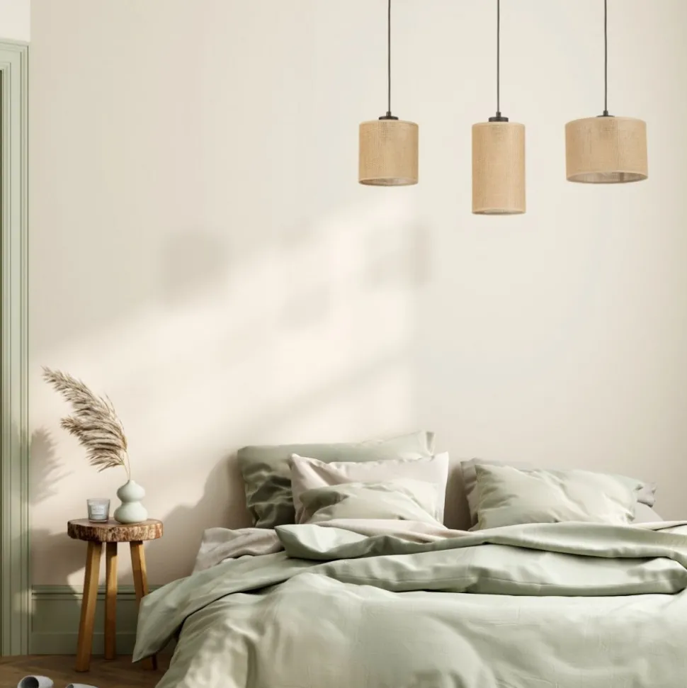 Lampa wisząca JUTA czarna abażur juta 3xE27