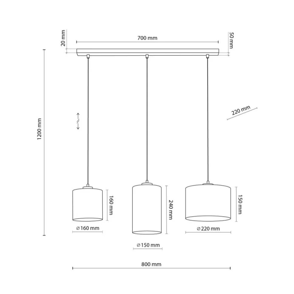 Lampa wisząca JUTA czarna abażur juta 3xE27