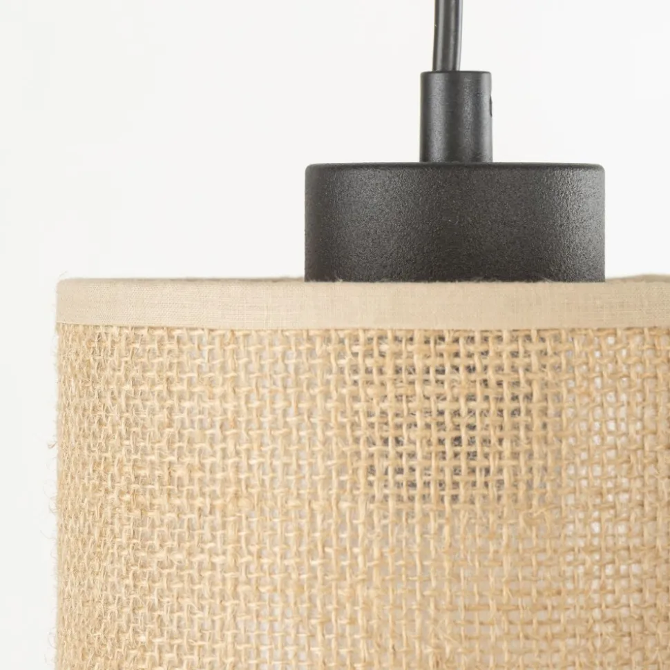 Lampa wisząca JUTA czarna abażur juta 3xE27