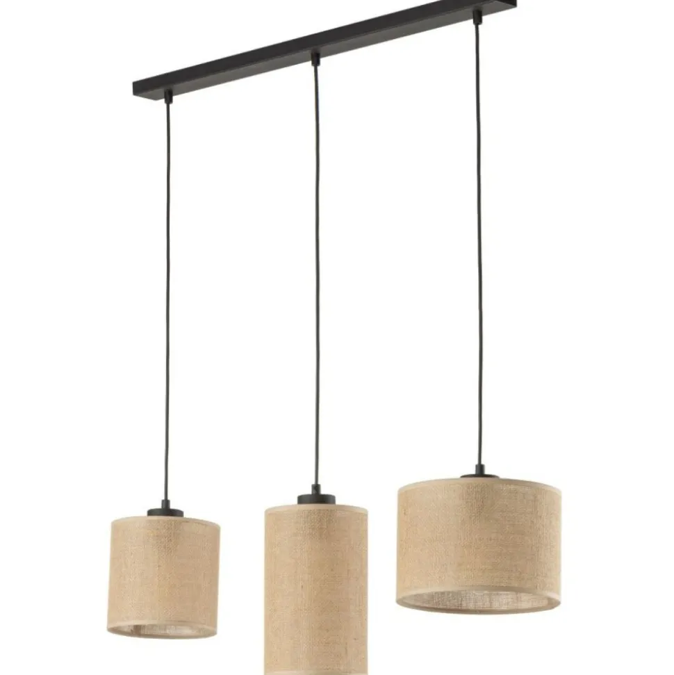 Lampa wisząca JUTA czarna abażur juta 3xE27