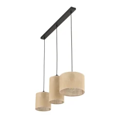 Lampa wisząca JUTA czarna abażur juta 3xE27
