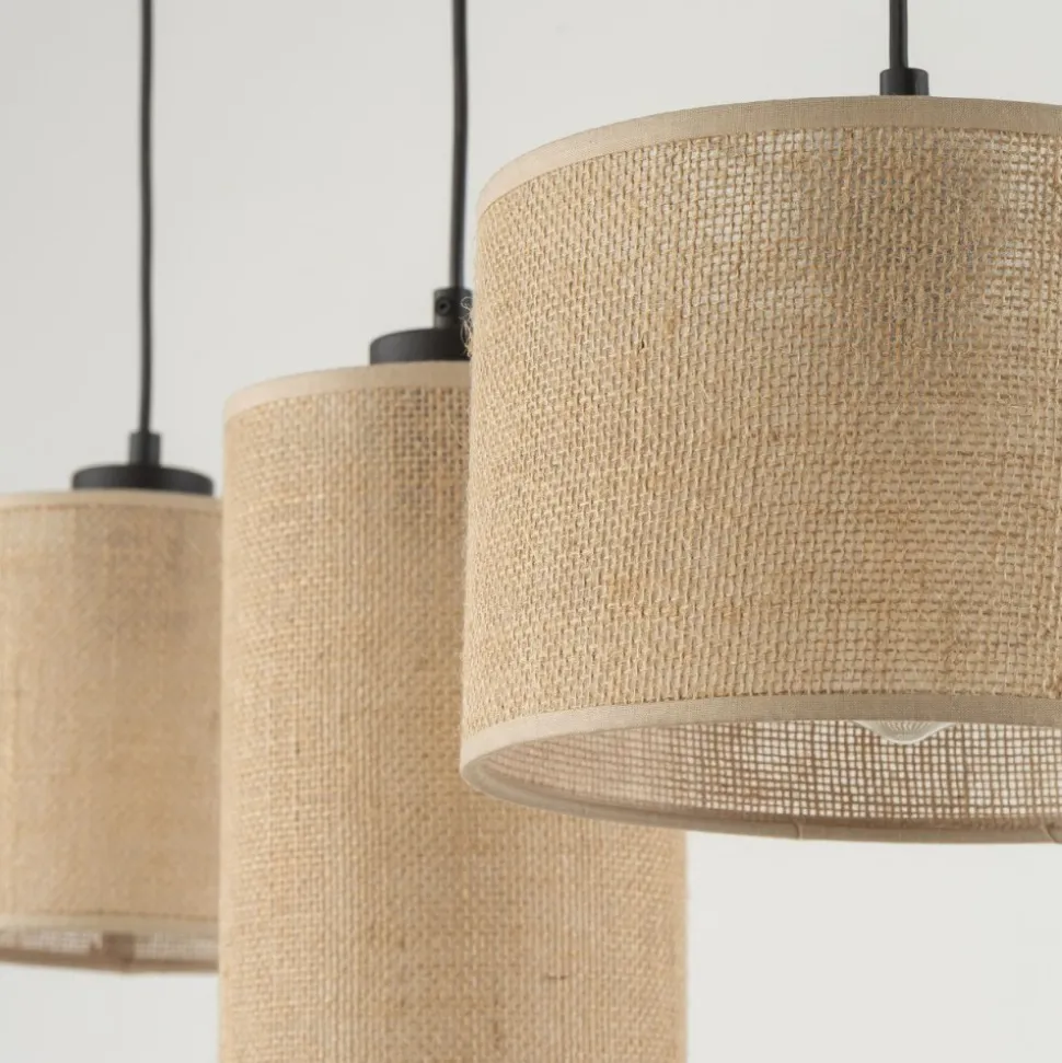 Lampa wisząca JUTA czarna abażur juta 3xE27
